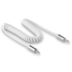Аудиокабель AUX 3,5mm Walker WCA510 круглый 1.7m в виде пружины белый