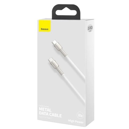 Кабель-зарядка Type-C на Type-C Baseus Metal 100W 1м  белый