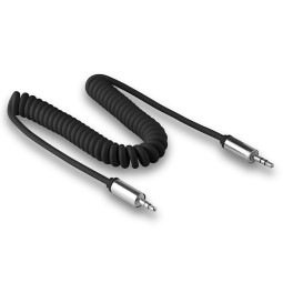 Аудиокабель AUX 3,5mm Walker WCA510 круглый 1.7m в виде пружины черный