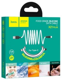 Usb Кабель-зарядка Type-C Hoco X21 +Plus 3A 2м мягкий силиконовый белый