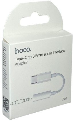 Кабель-переходник Hoco LS35 Type-C (папа) на AUX 3.5мм (мама) белый