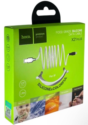Usb Кабель-зарядка Lightning Hoco Plus Silicone 2.4A 1м мягкий силиконовый белый