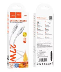 Usb Кабель-зарядка Type-C HOCO X99 Crystal ice 3A 1м силиконовый серебристый