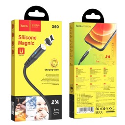 Usb Кабель-зарядка магнитный Lightning Hoco X60 Honorific 2A 1м силиконовый черный