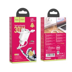 Сетевое зар. устр. Hoco N13 с шнуром Type-C на Type-C 1USB/1C 30W белое