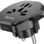 Сетевой переходник адаптер для евророзетки Hoco AC6 10А 250В черный