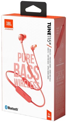 Беспроводные наушники для спорта JBL T115BT BT4.2/160mAh/8ч коралловые