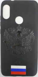 Накладка для Xiaomi Redmi 6 Pro силикон матовый с гербом чёрный