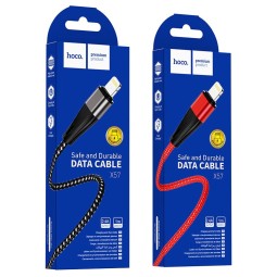 Usb Кабель-зарядка Lightning Hoco X57 1м в тканевой оплётке красно-чёрный