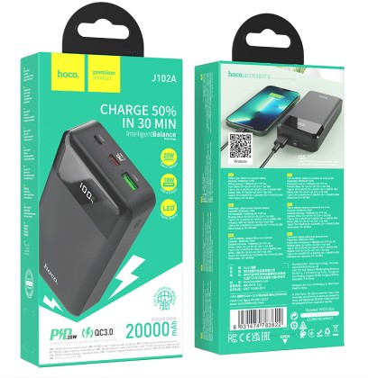 Powerbank Hoco J102A 20000mAh 1USB/1USB-C/1Micro черный