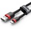 Usb Кабель-зарядка Lightning Baseus Cafule 1м в тканевой оплетке - черный/красный