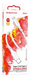 Usb Кабель-зарядка Type-C на Type-C Borofone BX80 60W 1м силиконовый белый