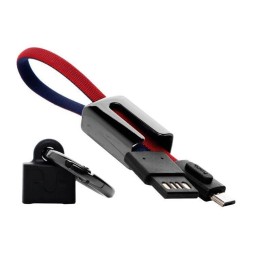 Usb Кабель-зарядка Micro Hoco U36 2.4A 19см брелок c карабином в тканевой оплётке