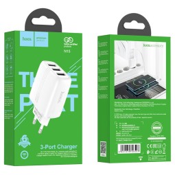 Сетевое зар. устр. Hoco N15 3USB 3.4A 17W белое