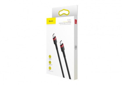 Кабель для зарядки Type-C на Type-C Baseus Cafule PD2.0 2м красно-черный в тканевой оплетке
