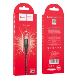 Usb Кабель-зарядка Micro Hoco X50 2.4A 1м в тканевой оплетке черный
