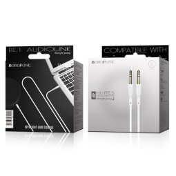 Аудиокабель AUX 3,5mm Borofone 1м BL1 белый