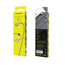 Usb Кабель-зарядка Lightning Borofone BX24 2.4A 1м в тканевой оплётке серый
