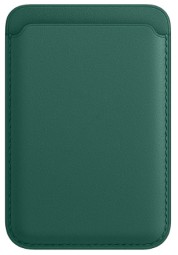 Кожаный чехол-бумажник для карт и визиток MagSafe Leather Wallet для Apple i-Phone зелёный