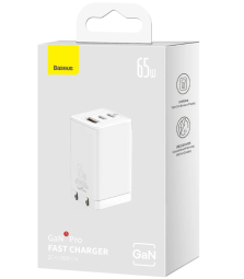 Сетевое зар. устр. Baseus GaN5 Pro Fast Charger 1USB+2C 65W CCGP120202 белое