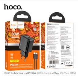 Сетевое зар. устр. Hoco CS23A с шнуром Type-C на Type-C 1USB/1C 30W черный