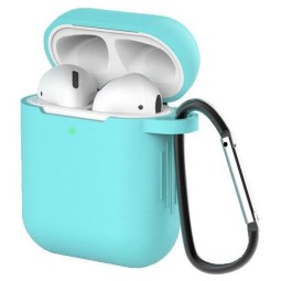 Силиконовый чехол для AirPods с карабином тёмно-бирюзовый