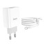 Сетевое зарядное устройство Hoco C80A +Plus с шнуром Type-C на Type-C 20W/18W белое