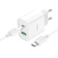 Сетевое зарядное устройство Hoco C80A +Plus с шнуром Type-C на Type-C 20W/18W белое