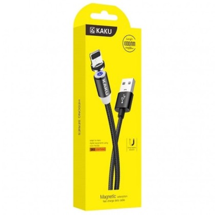 Usb Кабель-зарядка магнитный Lightning Kaku KSC-306 3A 1м силиконовый черный
