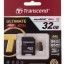 micro SDHC карта памяти Transcend 32GB Class 10 UHS-I U3 633X 95/85 Mb (с адаптером SD)