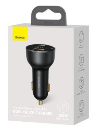 Автомобильное заряд. устр.Baseus Supreme Digital Display 1USB/1C 100W (CCZX-01) черное