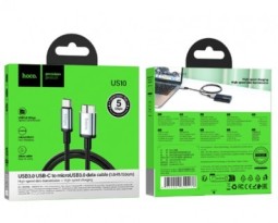 Кабель-переходник Hoco US10 Type-C (папа) на microUSB3.0 (папа) 5Gbps 0.5м черный