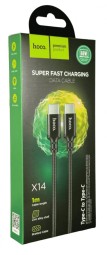 Usb Кабель-зарядка Type-C на Type-C Hoco X14 Double 3A 60W 1м в тканевой оплетке черный