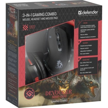 Набор мышь/коврик/гарнитура Defender MHP-006 Devourer черный