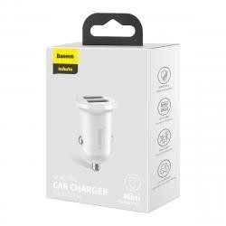 Автомобильное заряд. устр. Baseus Grain Pro 2USB 2.4A CCALLP-02 белое