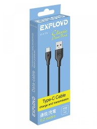 Usb Кабель-зарядка Type-C Exployd EX-K-733 0.2м силиконовый чёрный