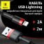 Usb Кабель для зарядки Apple Lightning Baseus Cafule 2м - в тканевой оплетке - черно-красный