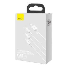 Кабель-зарядка Baseus Superior 3в1 i-Phone/Type-C/Micro 3.5A 1.5м CAMLTYS-02 белый