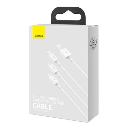 Кабель-зарядка Baseus Superior 3в1 i-Phone/Type-C/Micro 3.5A 1.5м CAMLTYS-02 белый