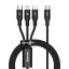 TYPE-C Кабель-зарядка Baseus Rapid Series 3-in-1 Type-C to C+L+C PD 20W 1.5m CAMLT-SC01 чёрный