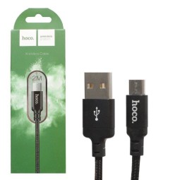 Usb Кабель-зарядка Micro Hoco X14 Times speed 2A 2м в тканевой оплетке черный