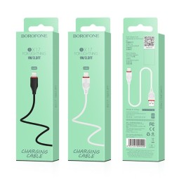 Usb Кабель-зарядка Lightning Borofone BX17 Enjoy 2.4A 1м силиконовый чёрный