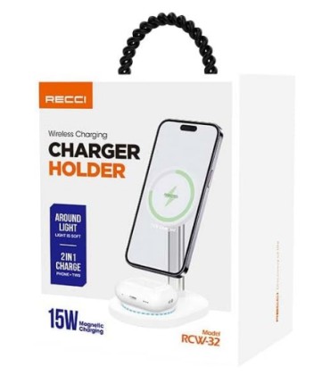 Беспроводное зарядное устройство 2в1 Recci RCW-32 15W белое