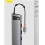 USB-C хаб Baseus Metal Gleam 8в1 3USB/HDMI/USB-C/MicroSD/TF/RJ45 (CAHUB-CV0G) серый