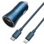Автомобильное заряд. устр. Baseus Golden Contactor 1USB+1C кабель Type-C-Lightning TZCCJD-03 синее