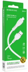 Usb Кабель-зарядка Micro Borofone BX51 Trumph 2.4A 1м силиконовый белый