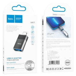 OTG переходник Hoco UA17 Lightning (папа) на USB2.0 (мама) черный