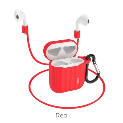 Силиконовый чехол для AirPods 1/2 Hoco WB10 красный