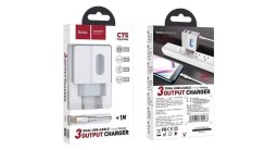 Сетевое зар. устр. Hoco C75 с шнуром Type-C 2USB, 2.4A белое