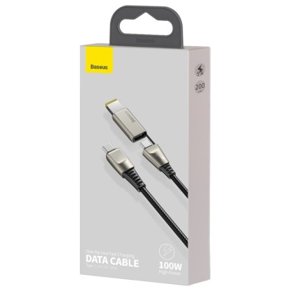 Кабель-переходник Baseus One-for-two Type-C на Type-C/DC 100W 2м (CA1T2-B0G) серый